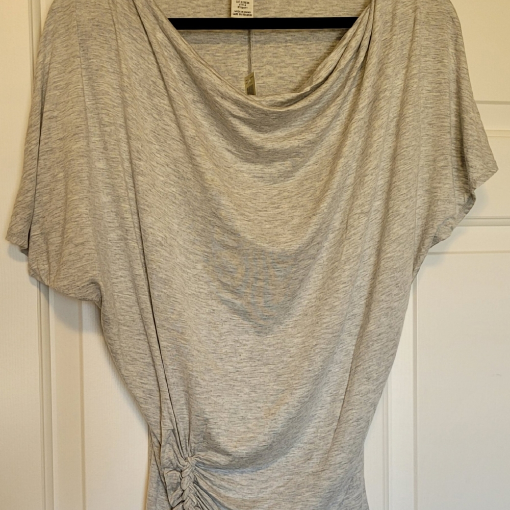 Max Studio Heather Gray Gathered Blouse